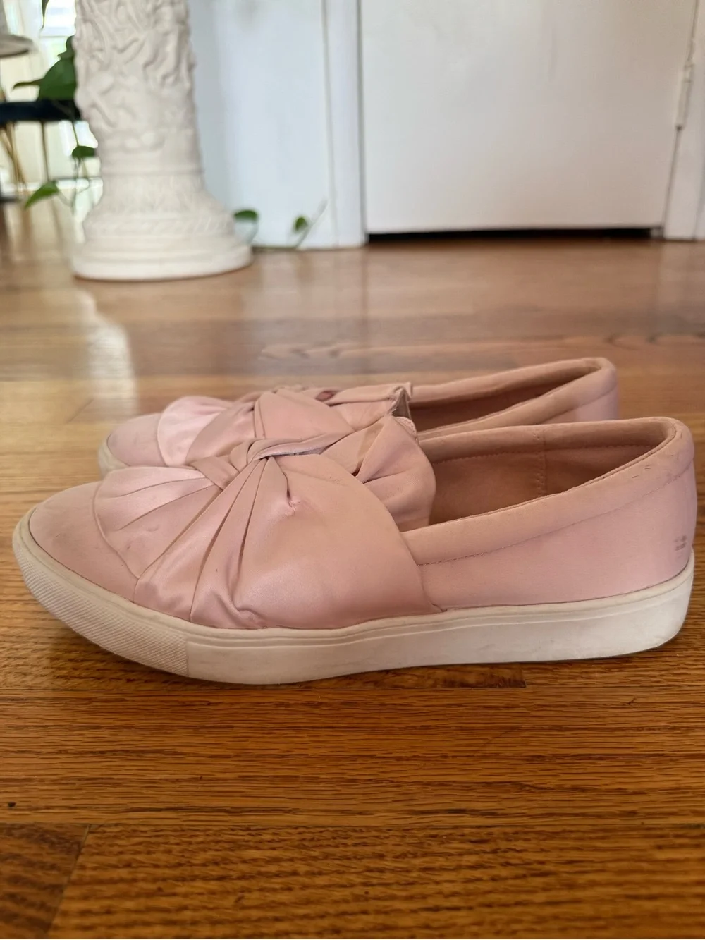 MIA Pink Knotted Satin Slip-On Sneakers